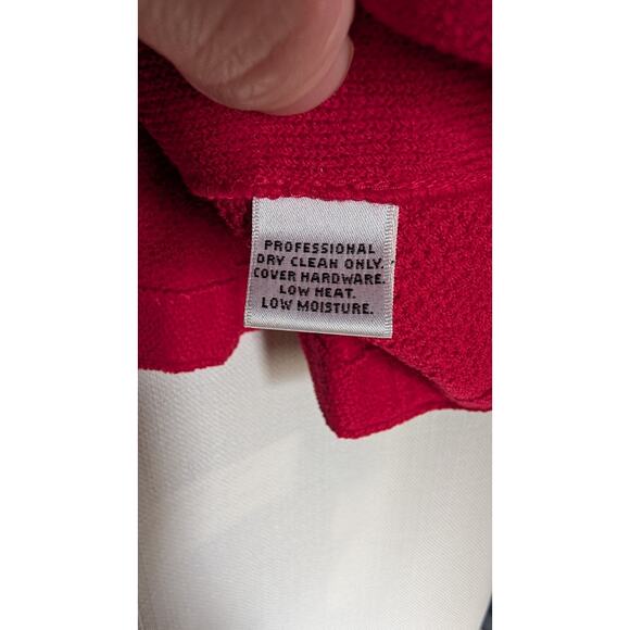 St. John Collection Red Santana Knit Blazer Jacket 4 Gold Statement Buttons USA - Picture 5 of 8